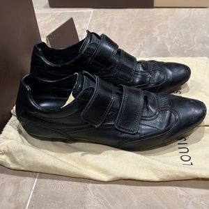 Authentic Louis Vuitton Black Velcro Leather Shoes. Size 9.5